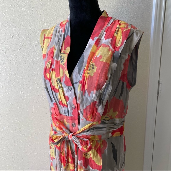 Evan Picone Dresses & Skirts - Evan Picone Floral Mini Dress Cap sleeve Button Down belted V Neck Summer Spring